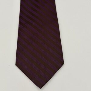 Claiborne Silk Tie Brown Purple Stripe Wide 60" x 4" Classic Necktie